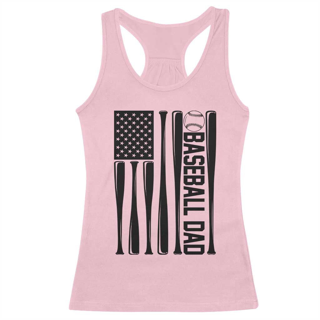 Baseball Dad Patriotic Racerback Tank Top USA American Flag Gift TS12 Light Pink Print Your Wear