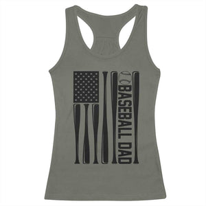 Baseball Dad Patriotic Racerback Tank Top USA American Flag Gift TS12 Military Green Print Your Wear