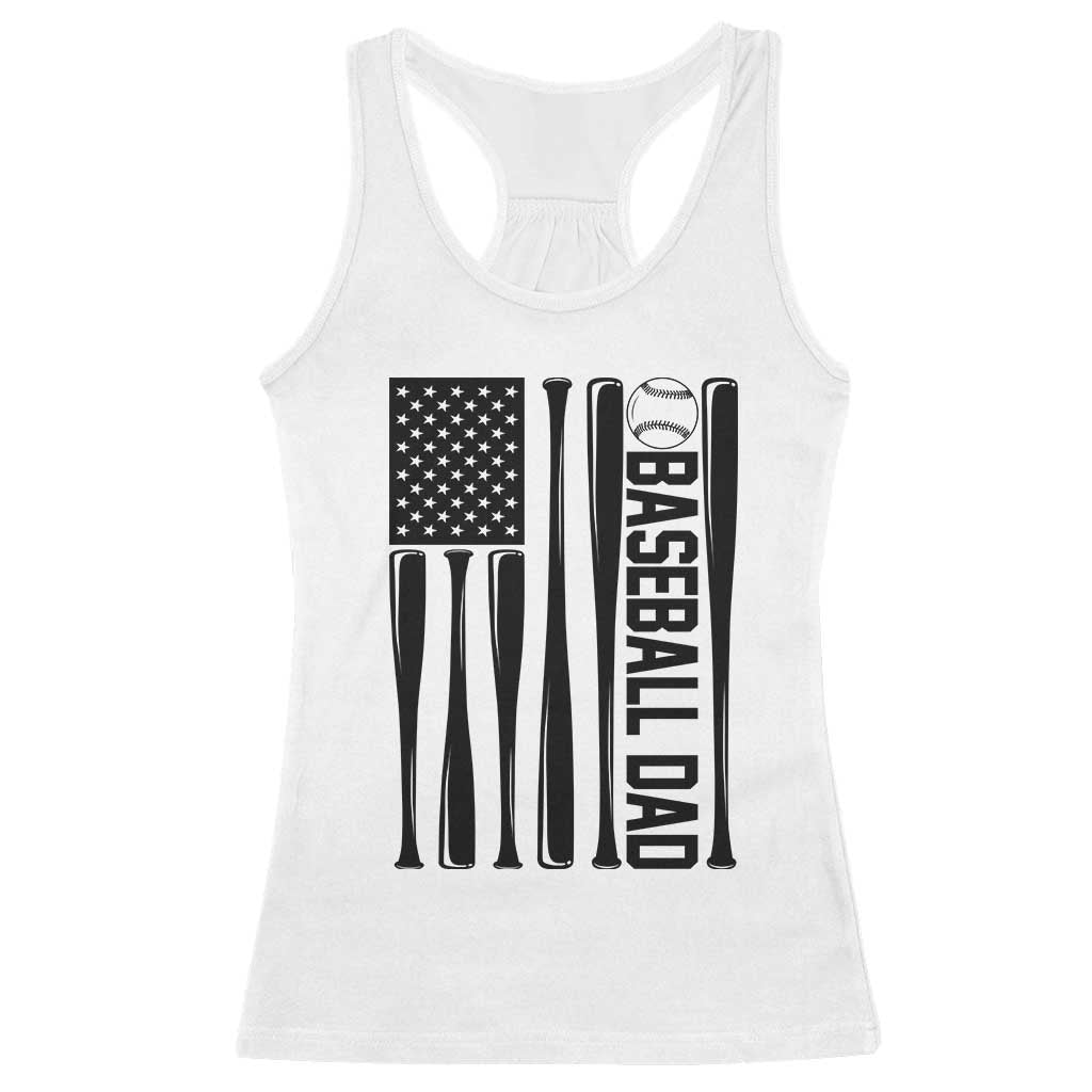 Baseball Dad Patriotic Racerback Tank Top USA American Flag Gift TS12 White Print Your Wear