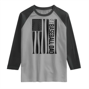 Baseball Dad Patriotic Raglan Shirt USA American Flag Gift TS12 Sport Gray Black Print Your Wear