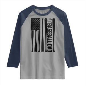 Baseball Dad Patriotic Raglan Shirt USA American Flag Gift TS12 Sport Gray Navy Print Your Wear