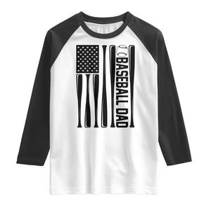 Baseball Dad Patriotic Raglan Shirt USA American Flag Gift TS12 White Black Print Your Wear