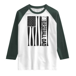 Baseball Dad Patriotic Raglan Shirt USA American Flag Gift TS12 White Dark Forest Green Print Your Wear