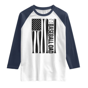 Baseball Dad Patriotic Raglan Shirt USA American Flag Gift TS12 White Navy Print Your Wear