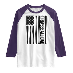 Baseball Dad Patriotic Raglan Shirt USA American Flag Gift TS12 White Purple Print Your Wear