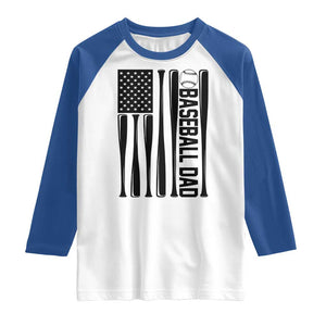 Baseball Dad Patriotic Raglan Shirt USA American Flag Gift TS12 White Royal Print Your Wear