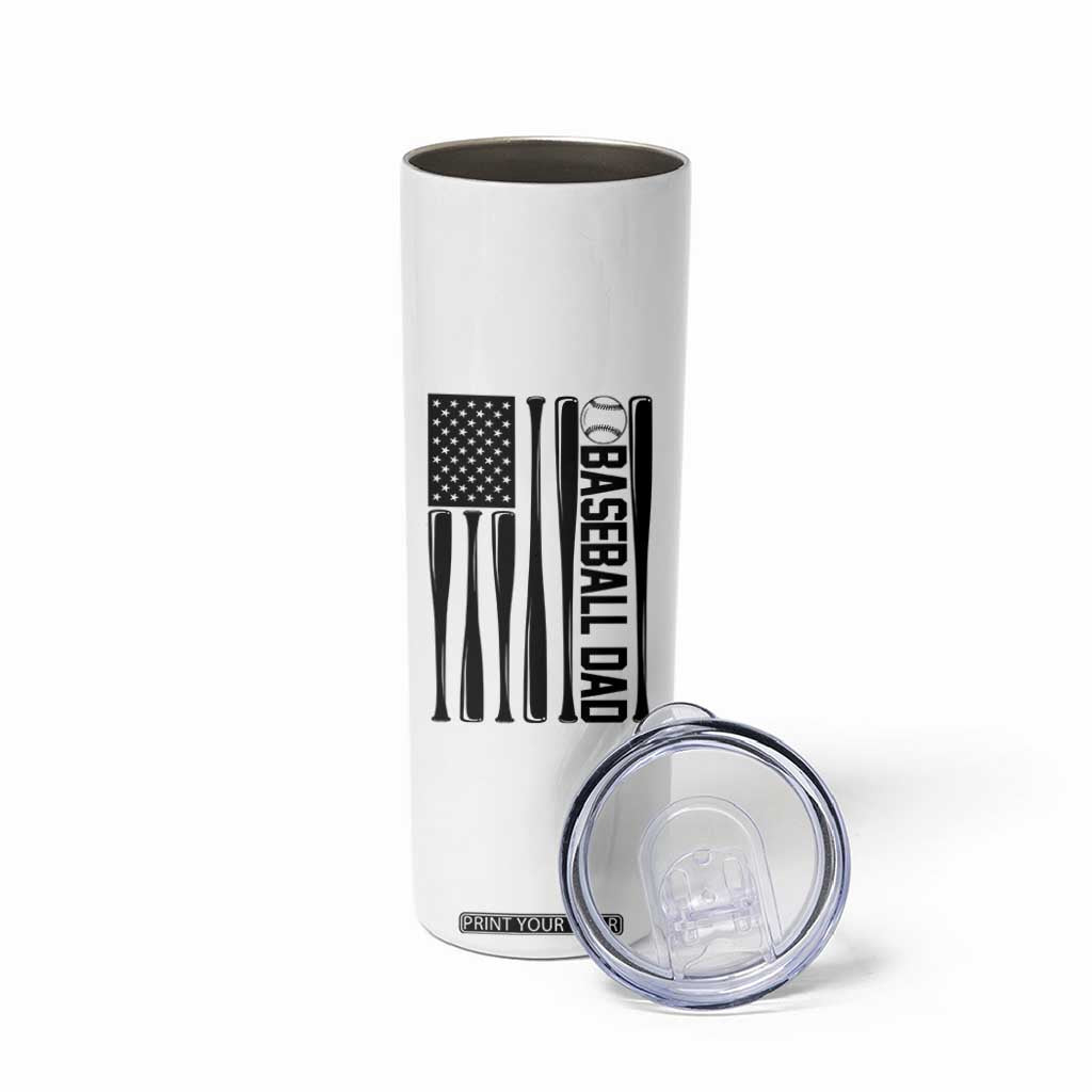 Baseball Dad Patriotic Skinny Tumbler USA American Flag Gift TS12 Print Your Wear