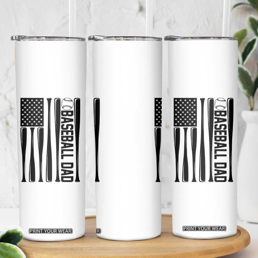 Baseball Dad Patriotic Skinny Tumbler USA American Flag Gift TS12 Print Your Wear