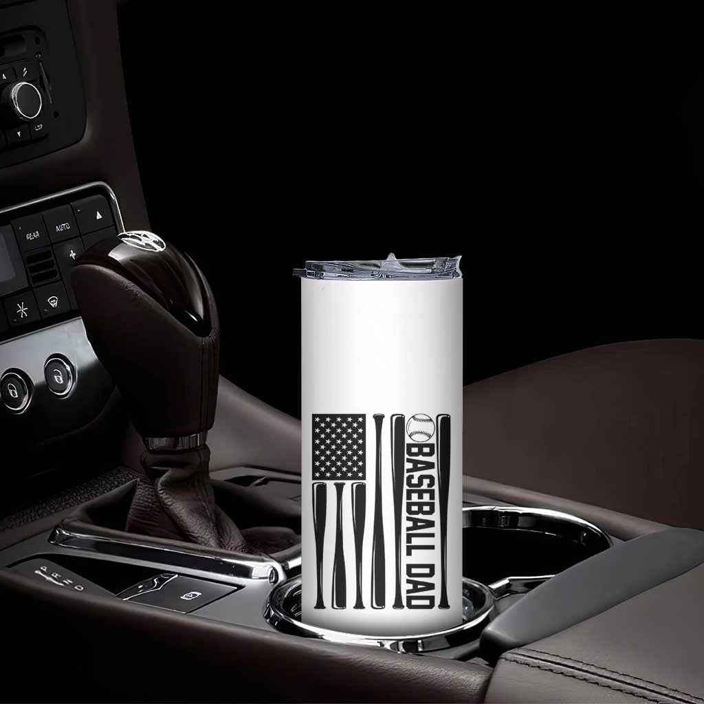 Baseball Dad Patriotic Skinny Tumbler USA American Flag Gift TS12 Print Your Wear
