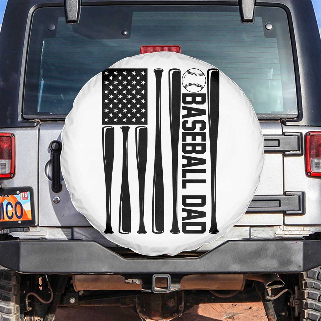 Baseball Dad Patriotic Spare Tire Cover USA American Flag Gift TS12 No hole White Print Your Wear