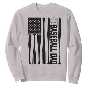 Baseball Dad Patriotic Sweatshirt USA American Flag Gift TS12 Ice Gray Print Your Wear