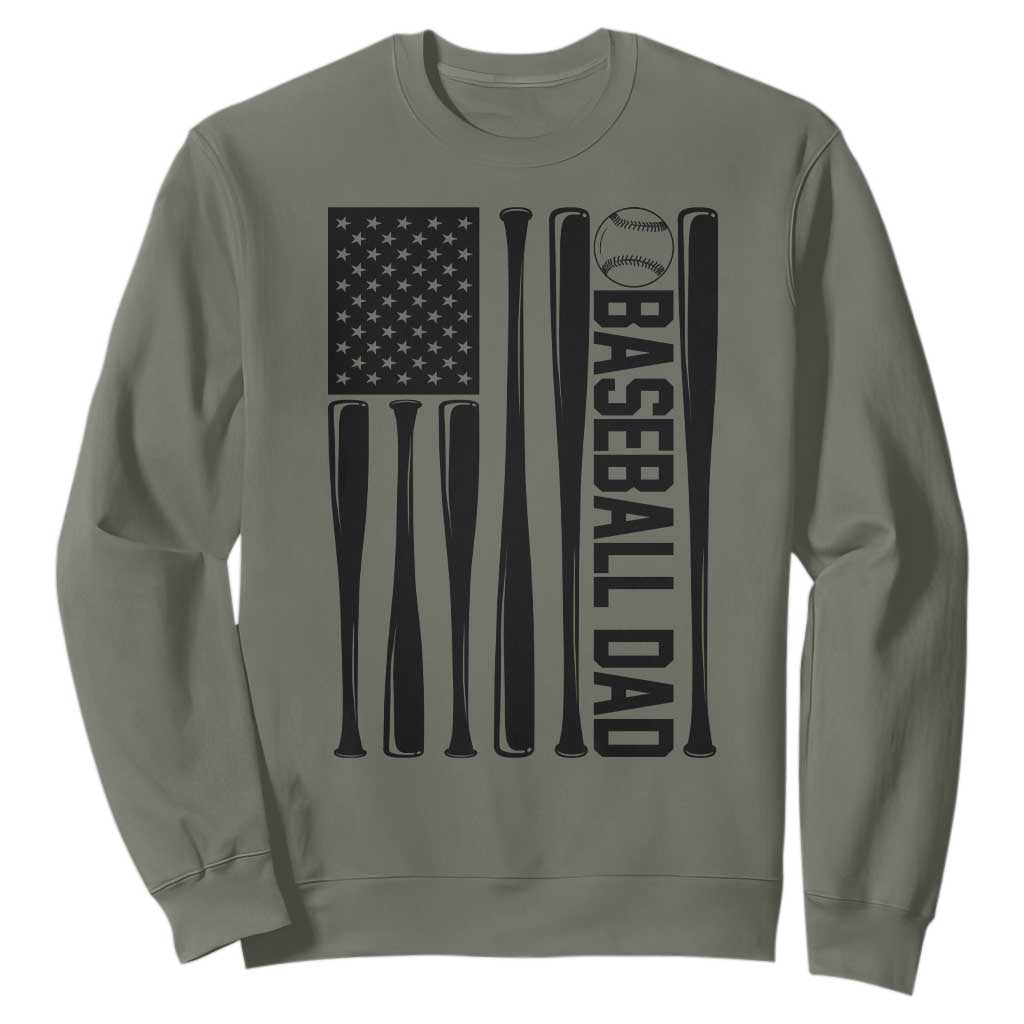 Baseball Dad Patriotic Sweatshirt USA American Flag Gift TS12 Military Green Print Your Wear