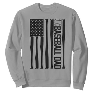 Baseball Dad Patriotic Sweatshirt USA American Flag Gift TS12 Sport Gray Print Your Wear
