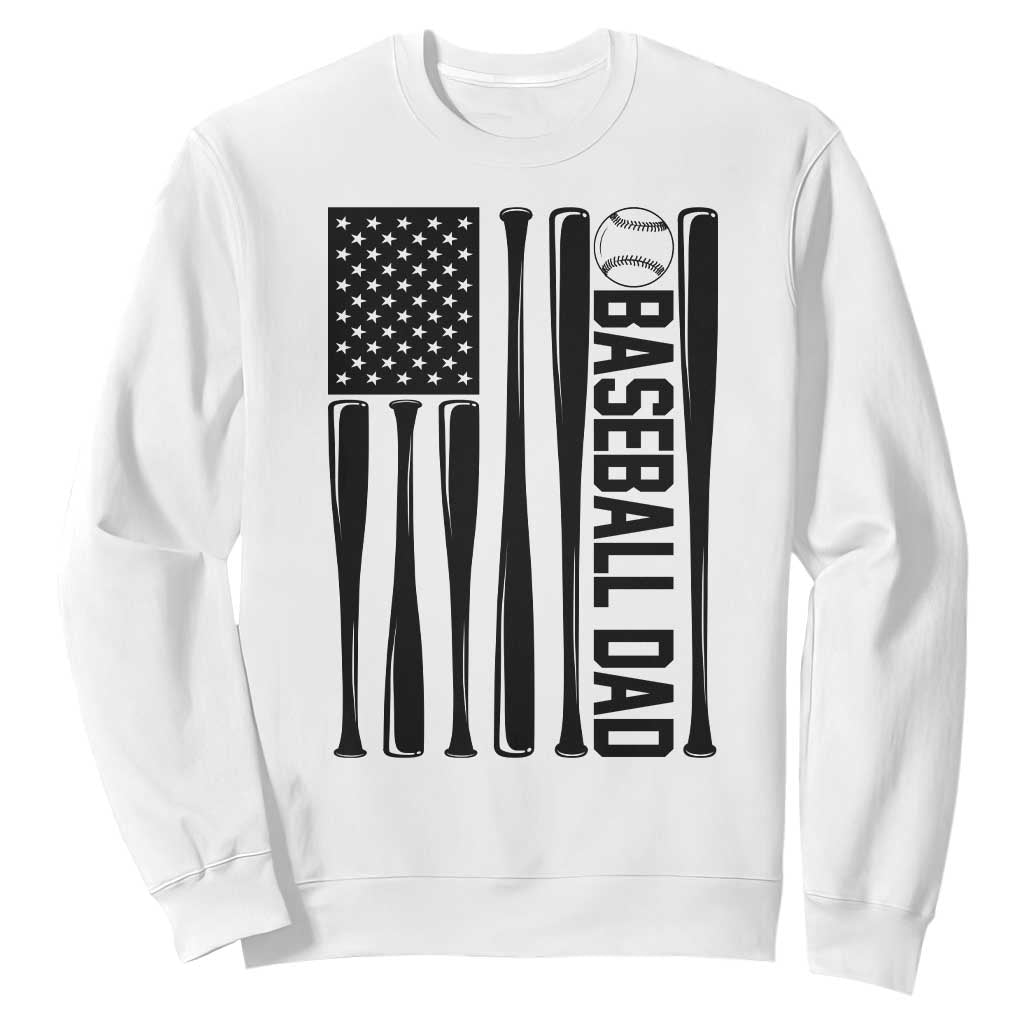 Baseball Dad Patriotic Sweatshirt USA American Flag Gift TS12 White Print Your Wear