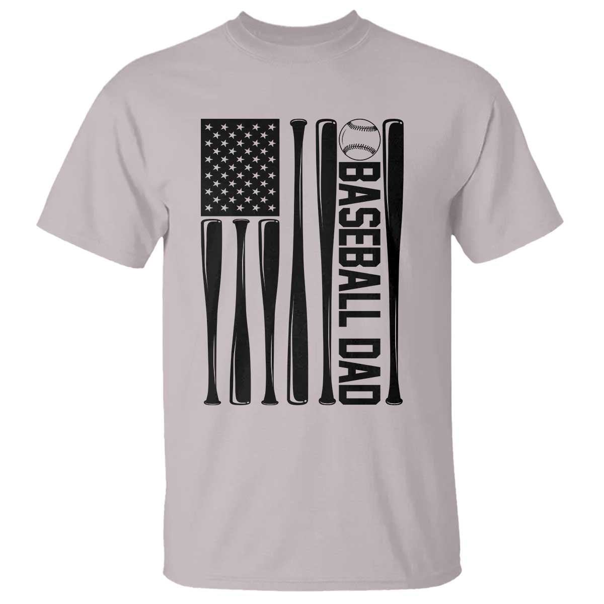 Baseball Dad Patriotic T Shirt USA American Flag Gift TS12 Ice Gray Print Your Wear