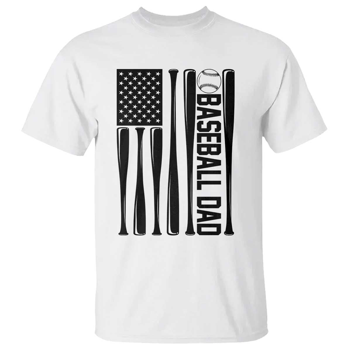Baseball Dad Patriotic T Shirt USA American Flag Gift TS12 White Print Your Wear