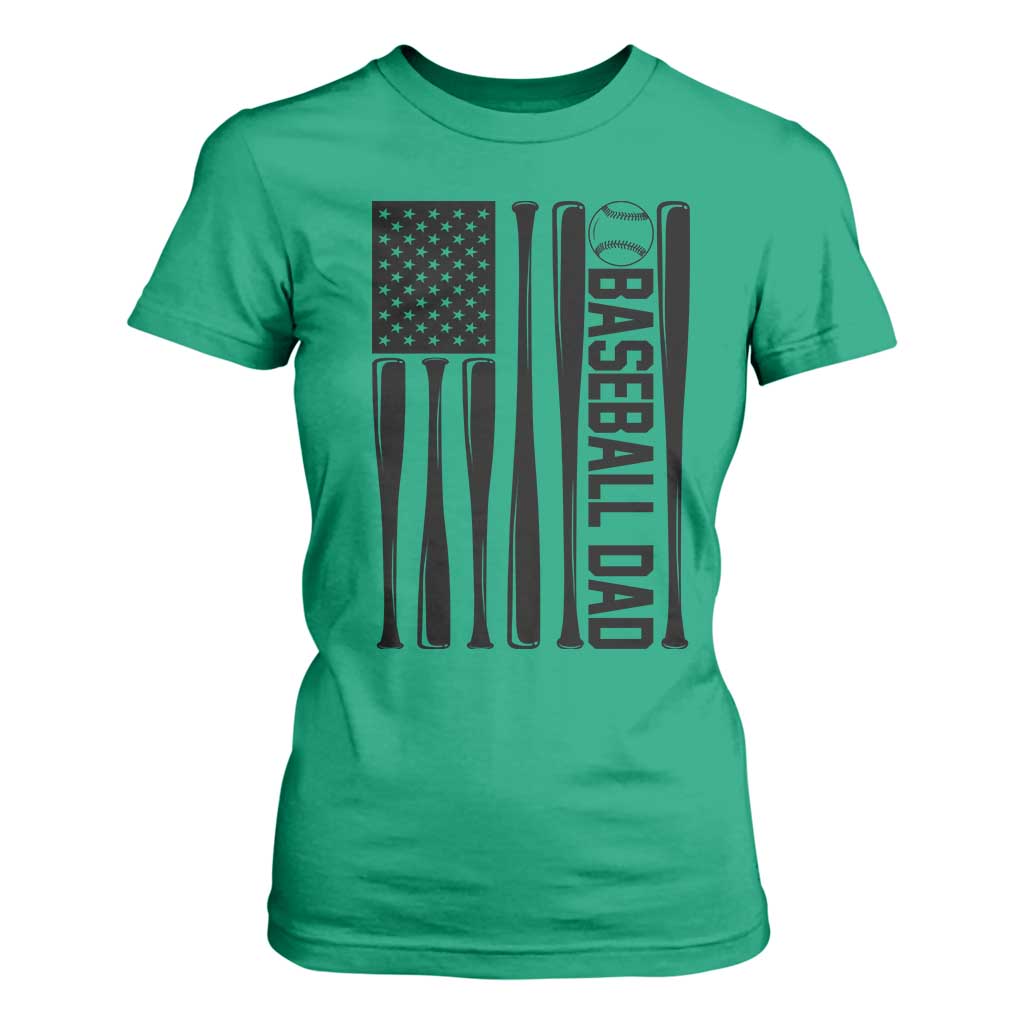 Baseball Dad Patriotic T Shirt For Women USA American Flag Gift TS12 Irish Green Print Your Wear