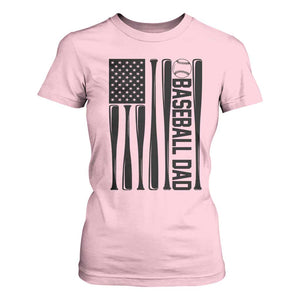 Baseball Dad Patriotic T Shirt For Women USA American Flag Gift TS12 Light Pink Print Your Wear
