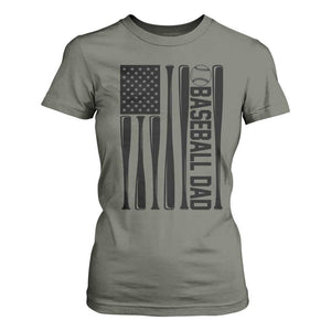 Baseball Dad Patriotic T Shirt For Women USA American Flag Gift TS12 Military Green Print Your Wear