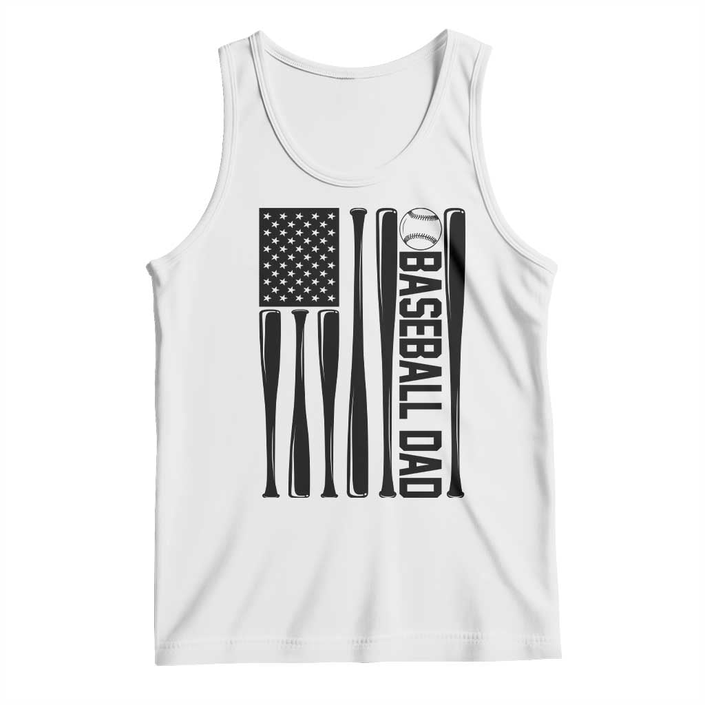 Baseball Dad Patriotic Tank Top USA American Flag Gift TS12 White Print Your Wear