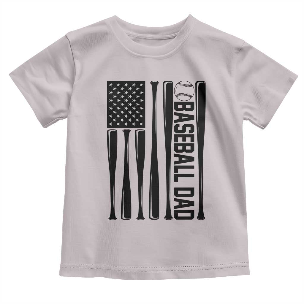 Baseball Dad Patriotic Toddler T Shirt USA American Flag Gift TS12 Ice Gray Print Your Wear