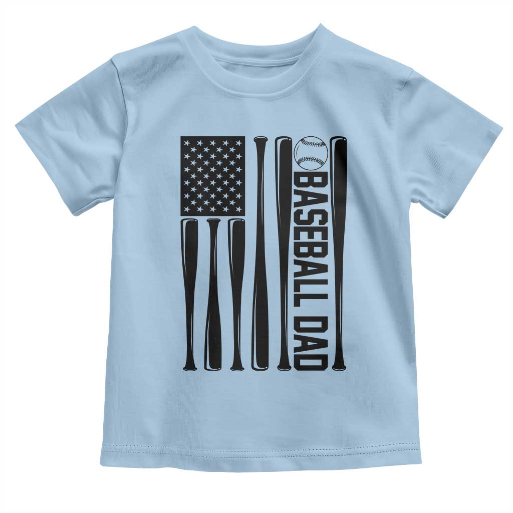 Baseball Dad Patriotic Toddler T Shirt USA American Flag Gift TS12 Light Blue Print Your Wear