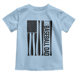 Baseball Dad Patriotic Toddler T Shirt USA American Flag Gift TS12 Light Blue Print Your Wear