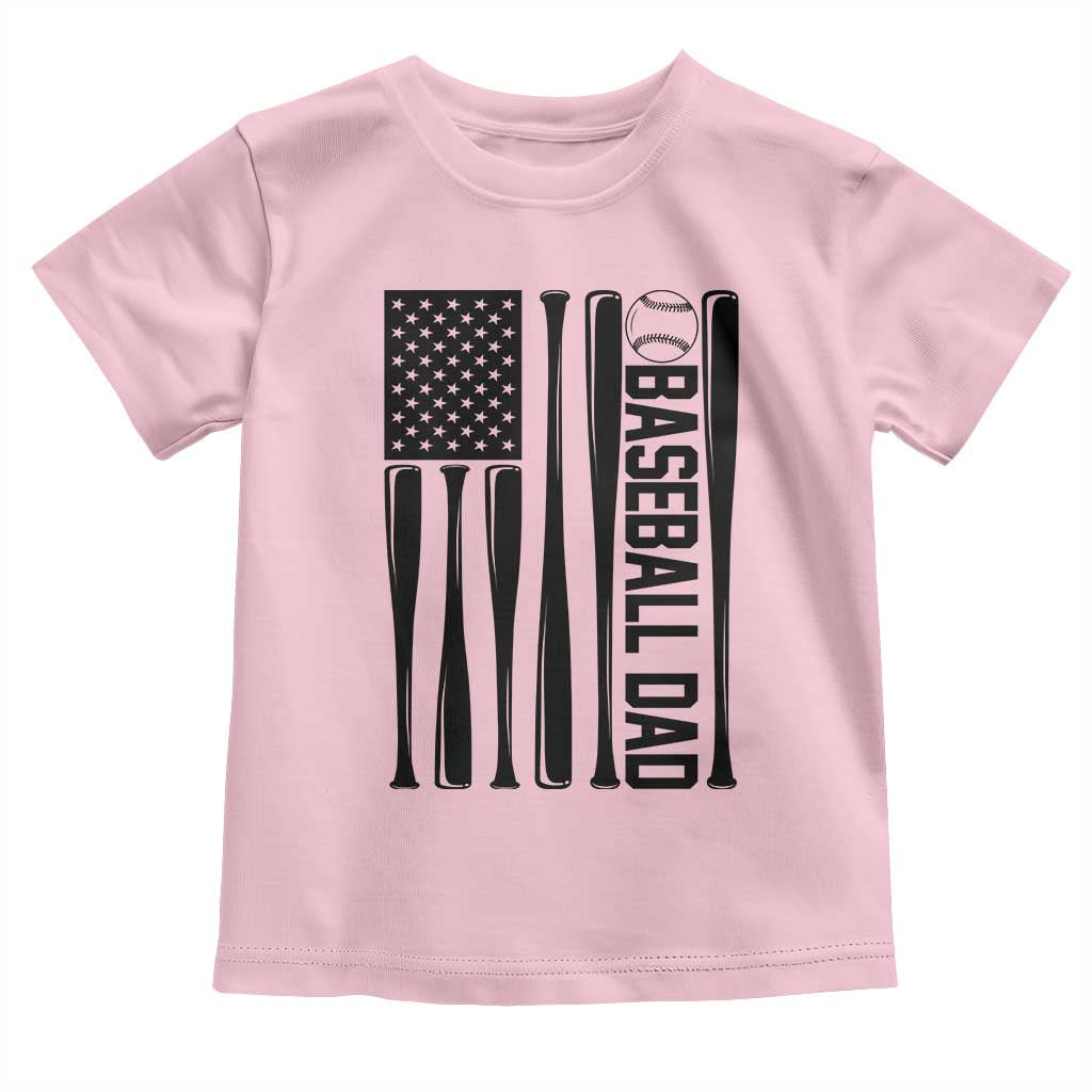 Baseball Dad Patriotic Toddler T Shirt USA American Flag Gift TS12 Light Pink Print Your Wear
