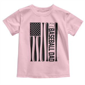 Baseball Dad Patriotic Toddler T Shirt USA American Flag Gift TS12 Light Pink Print Your Wear