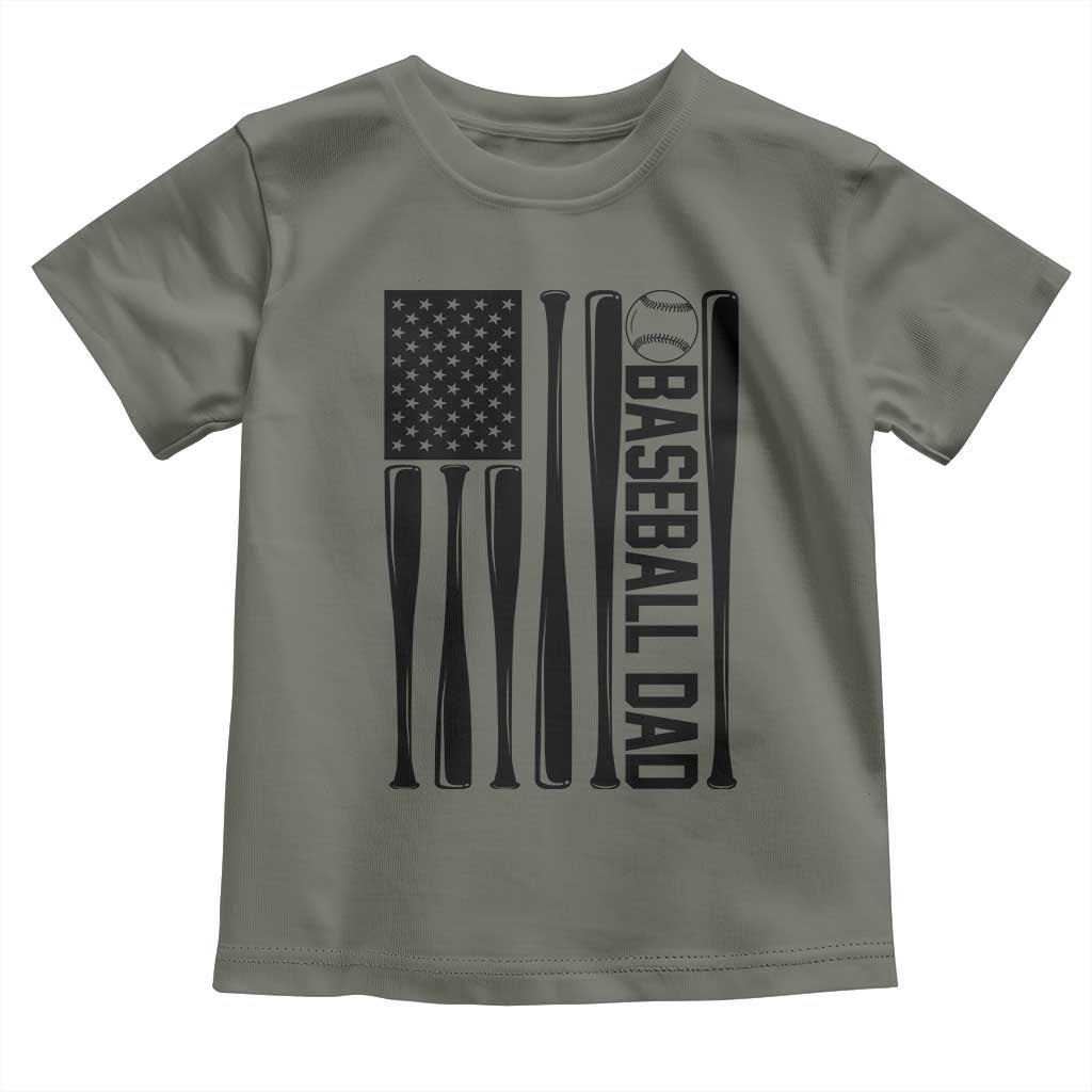 Baseball Dad Patriotic Toddler T Shirt USA American Flag Gift TS12 Military Green Print Your Wear