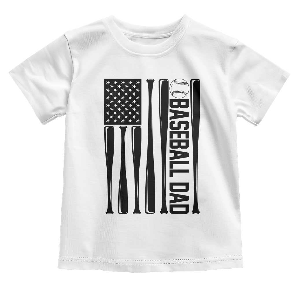 Baseball Dad Patriotic Toddler T Shirt USA American Flag Gift TS12 White Print Your Wear