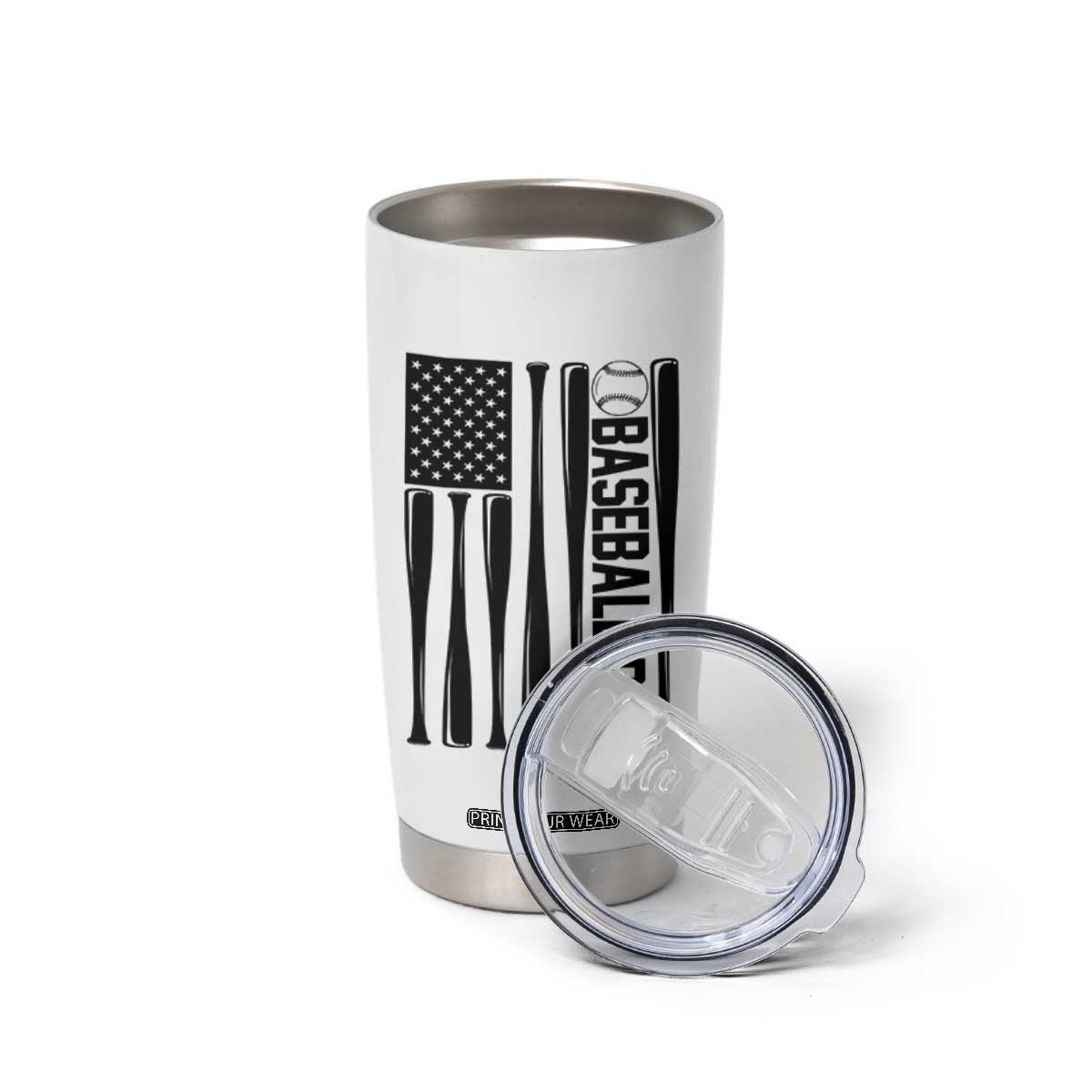 Baseball Dad Patriotic Tumbler Cup USA American Flag Gift TS12 Print Your Wear