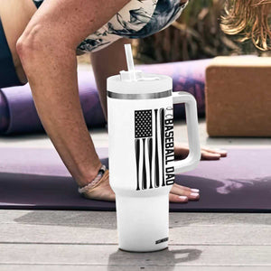 Baseball Dad Patriotic Tumbler With Handle USA American Flag Gift TS12 Print Your Wear