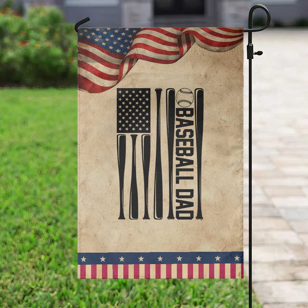 Baseball Dad Patriotic Garden Flag USA American Flag Gift TS12 Vintage Rustic Tan Navy Print Your Wear