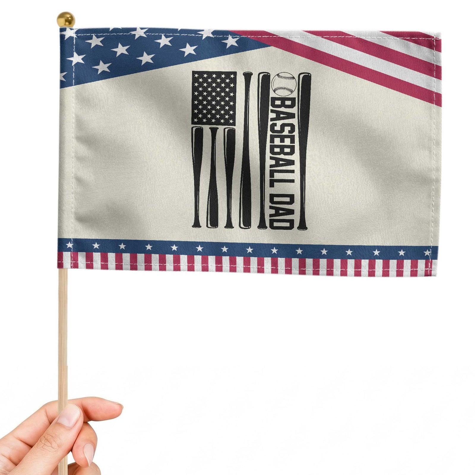Baseball Dad Patriotic Patriotic Handheld Flag USA American Flag Gift TS12 Modern 8.2