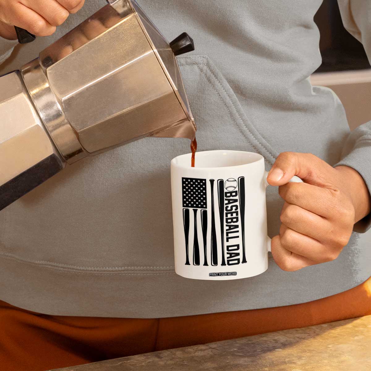 Baseball Dad Patriotic Coffee Mug USA American Flag Gift TS12 Print Your Wear