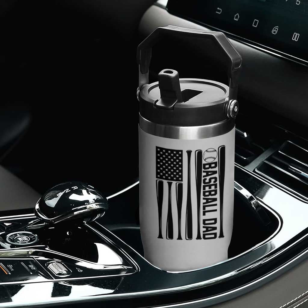 Baseball Dad Patriotic Flip Straw Tumbler USA American Flag Gift TS12 Print Your Wear