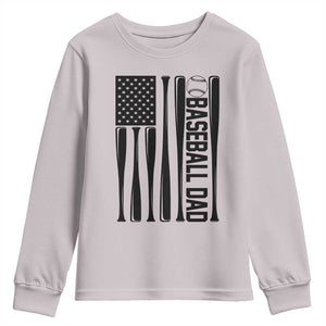 Baseball Dad Patriotic Youth Sweatshirt USA American Flag Gift TS12 Ice Gray Print Your Wear