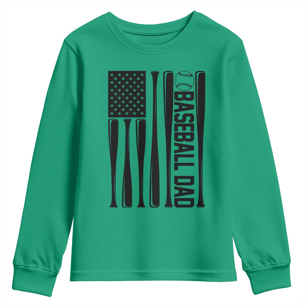 Baseball Dad Patriotic Youth Sweatshirt USA American Flag Gift TS12 Irish Green Print Your Wear