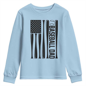 Baseball Dad Patriotic Youth Sweatshirt USA American Flag Gift TS12 Light Blue Print Your Wear