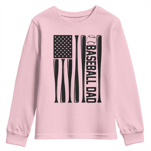 Baseball Dad Patriotic Youth Sweatshirt USA American Flag Gift TS12 Light Pink Print Your Wear