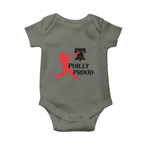 Baseball Lover Baby Onesie Vintage Liberty Bell Philly Proud TS12 Military Green Print Your Wear