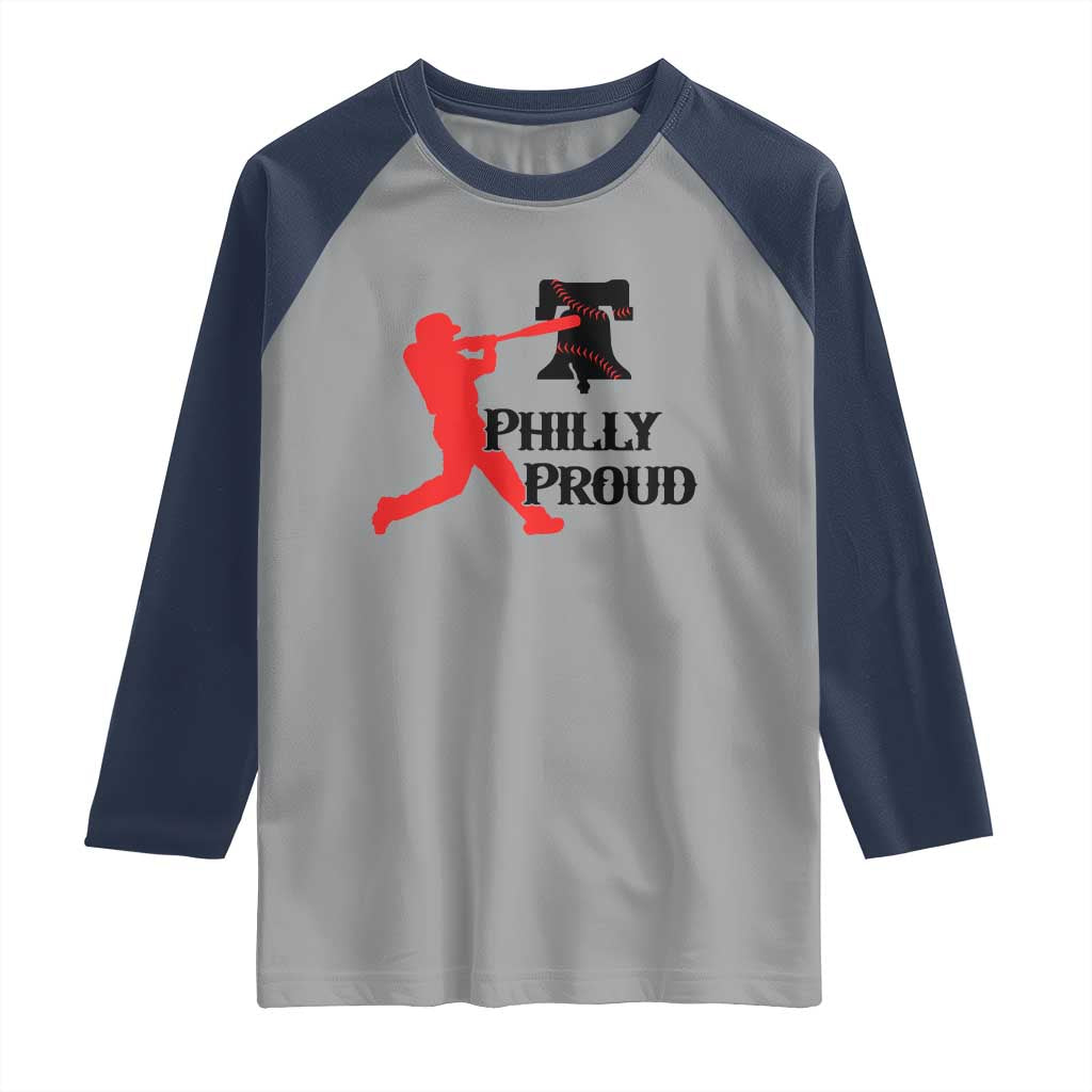 Baseball Lover Raglan Shirt Vintage Liberty Bell Philly Proud TS12 Sport Gray Navy Print Your Wear