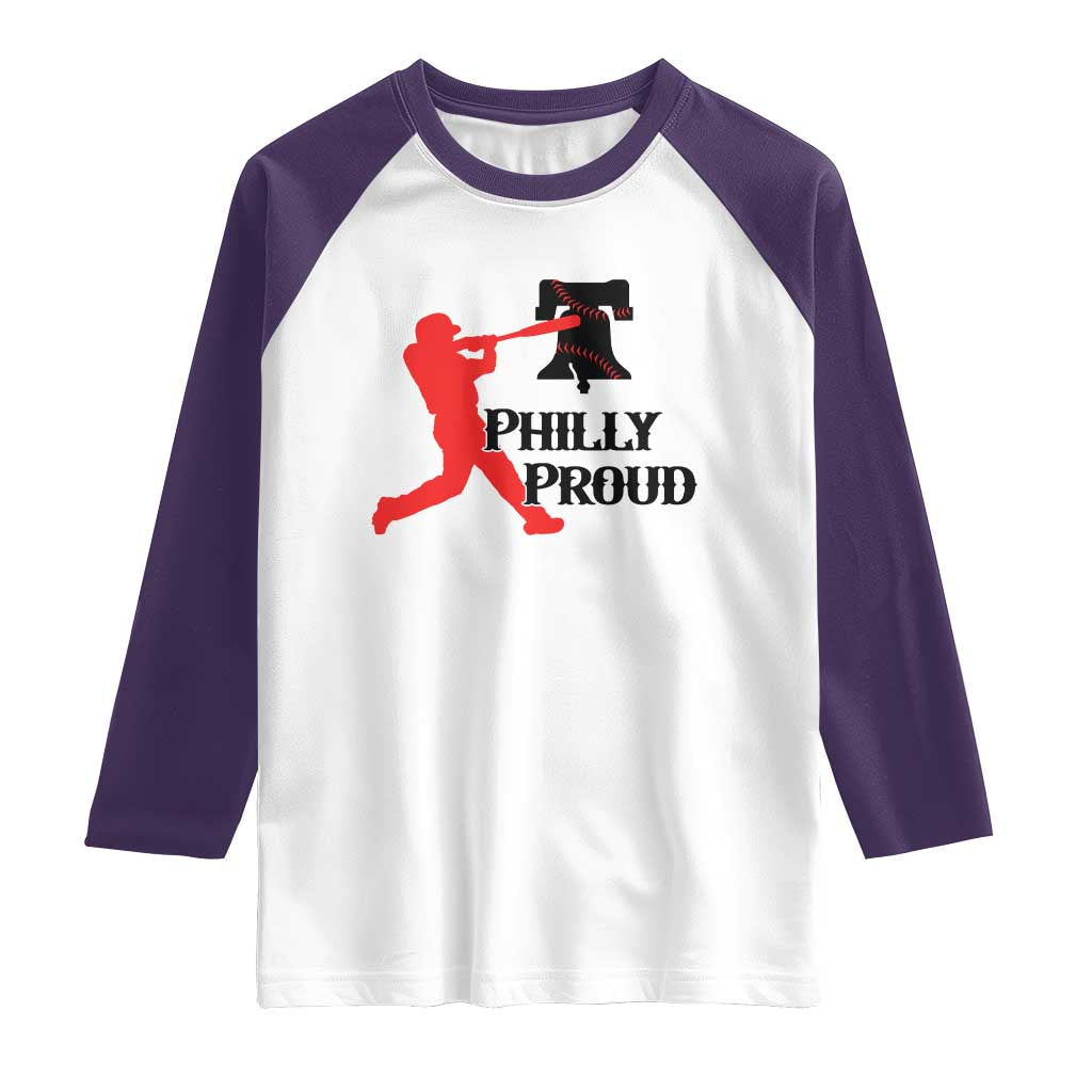 Baseball Lover Raglan Shirt Vintage Liberty Bell Philly Proud TS12 White Purple Print Your Wear