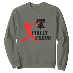 Baseball Lover Sweatshirt Vintage Liberty Bell Philly Proud TS12 Military Green Print Your Wear