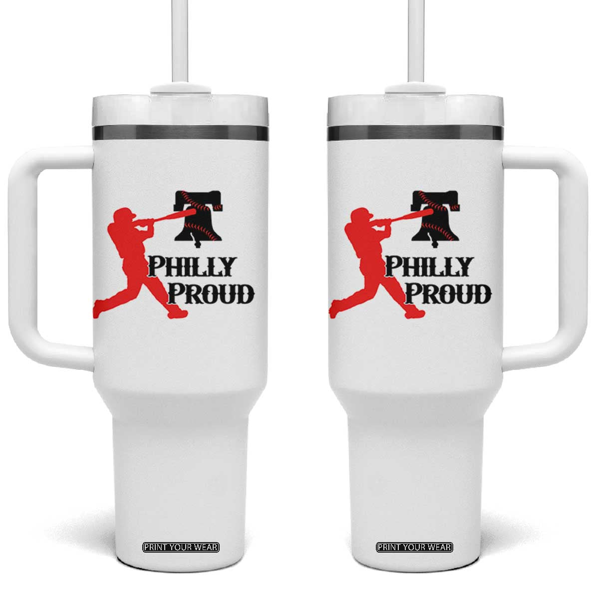 Baseball Lover Tumbler With Handle Vintage Liberty Bell Philly Proud TS12 One Size: 40 oz White Print Your Wear