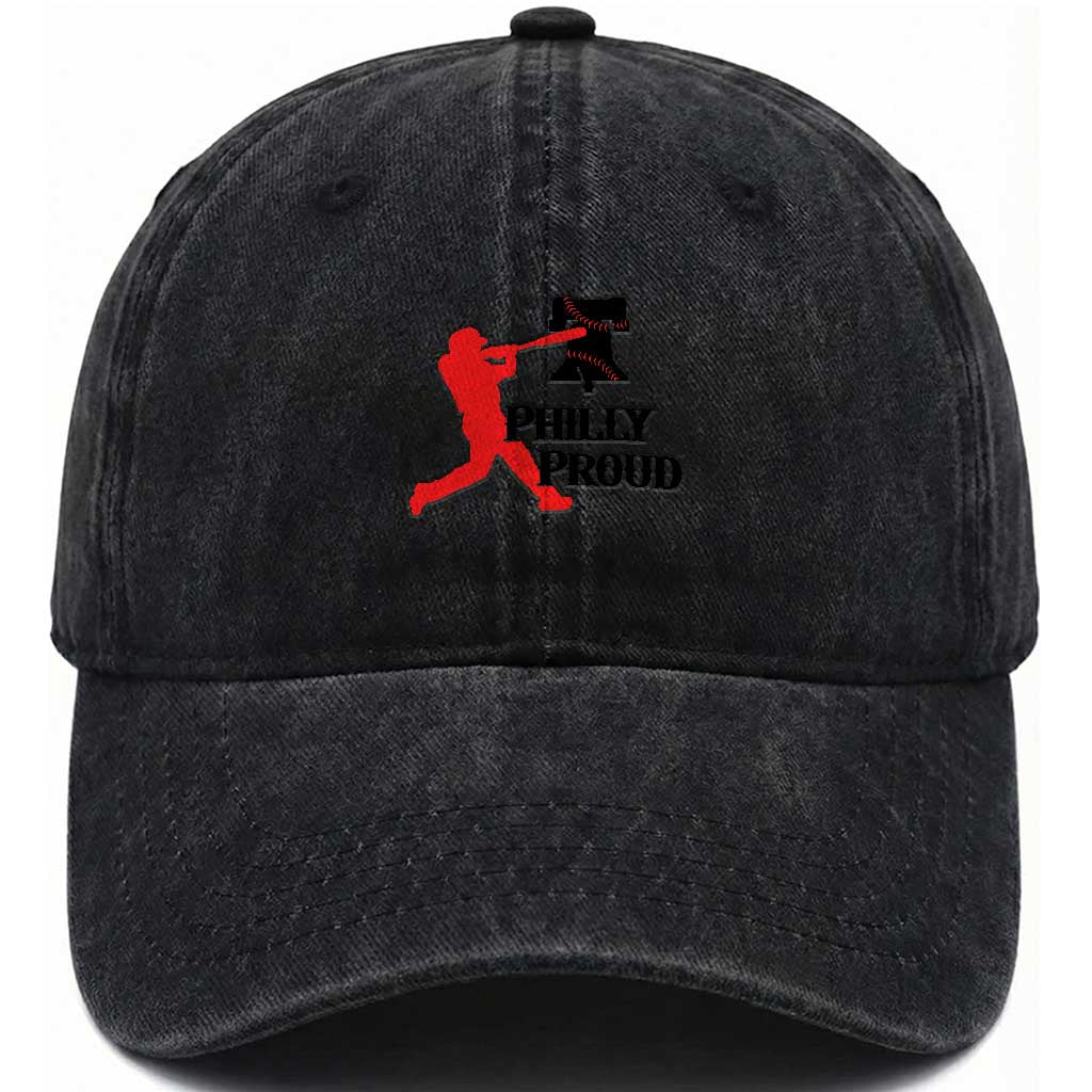 Baseball Lover Washed Cotton Baseball Cap Vintage Liberty Bell Philly Proud TS12 Washed Cap Universal Fit Black Print Your Wear