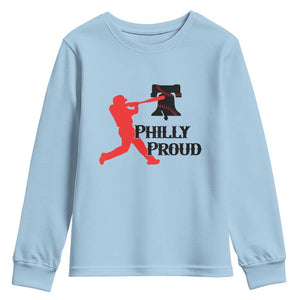 Baseball Lover Youth Sweatshirt Vintage Liberty Bell Philly Proud TS12 Light Blue Print Your Wear