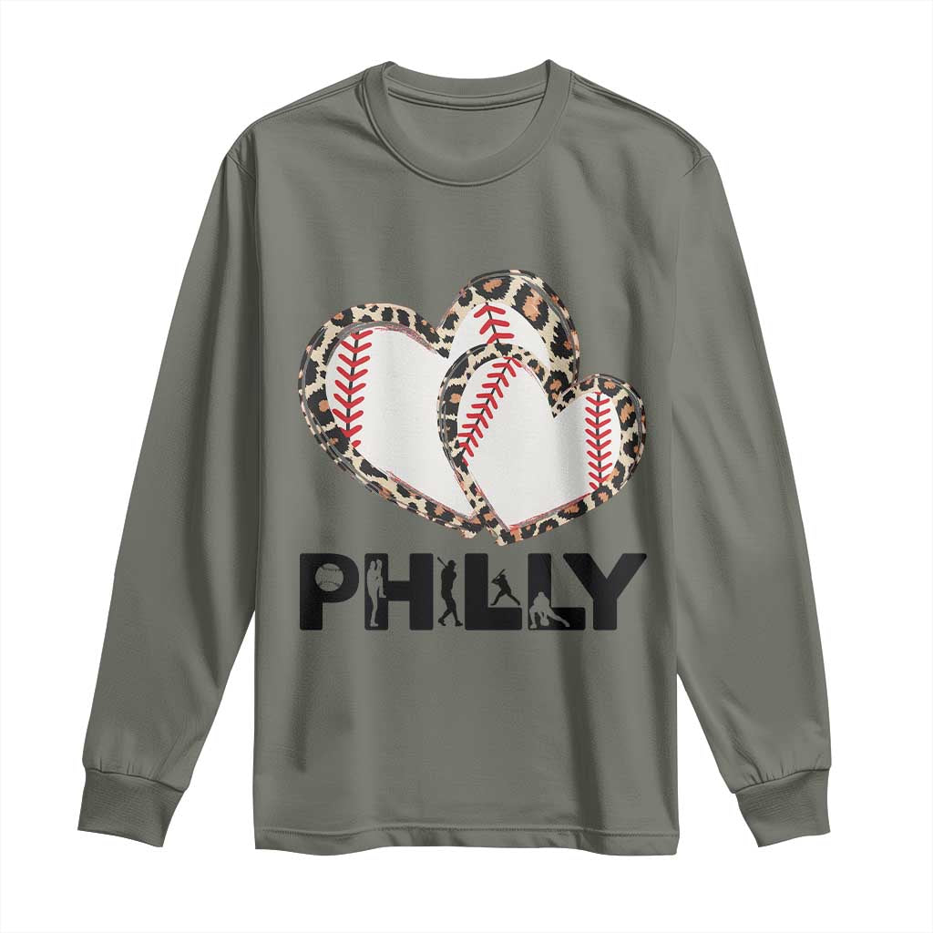 Funny Vintage Philly Baseball Long Sleeve Shirt Sport Humor Gift TS12 Military Green Print Your Wear