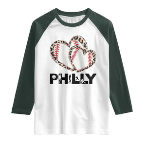 Funny Vintage Philly Baseball Raglan Shirt Sport Humor Gift TS12 White Dark Forest Green Print Your Wear